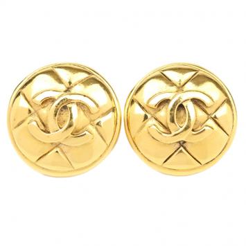 Pre Owned Chanel Vintage CC Gold Tone Clip-On Earrings