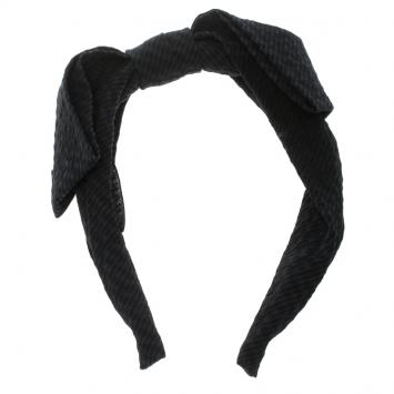 Pre Owned Chanel Navy Blue and Black Bow Detail Head Band