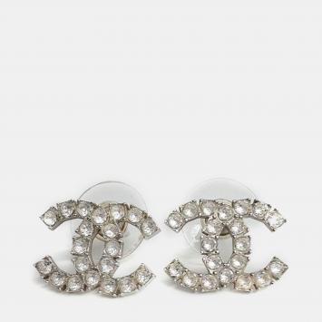 Pre Owned Chanel Metal logo earrings
