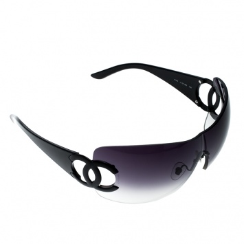 Pre Owned Chanel Black/Black Gradient 4124 CC Shield Sunglasses 