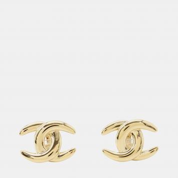 Pre Owned Chanel CC Logo Gold Plated Metal Women's Clip-On Earrings