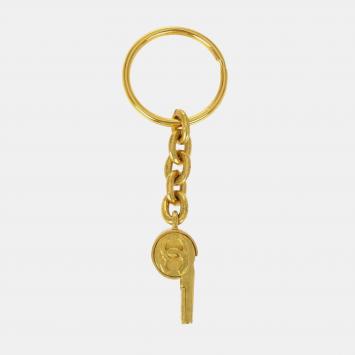 Pre Owned Chanel Vintage CC Whistle Gold Plated Metal Women's Key Chain