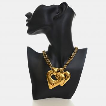 Pre Owned Chanel Vintage 1993 Spring Collection CC Gold Plated Metal Women's Pendant Necklace