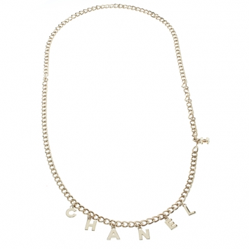 Pre Owned Chanel Logo Charm Gold Tone Chain Link Belt