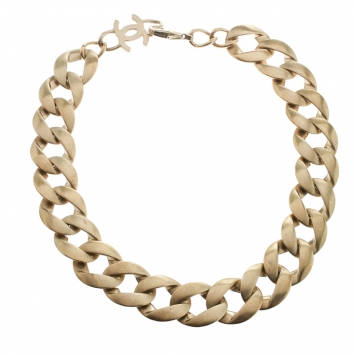 Pre Owned Chanel Gold Tone Chain Link Choker Necklace