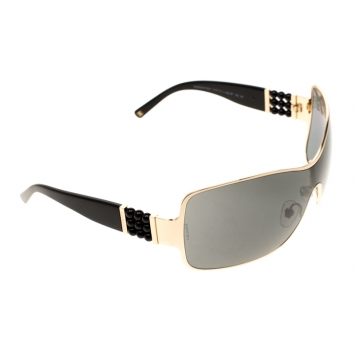 Pre Owned Chanel Gold/Black 4177 Perle Collection Shield Sunglasses