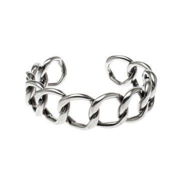 Pre Owned Chanel Gunmetal Tone Rigid Chain Link Choker Necklace