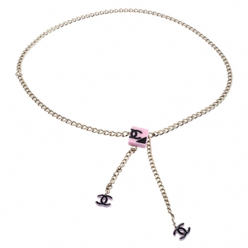 Pre Owned Chanel Rose Gold Tone Chain Link Pink CC Cambon Belt