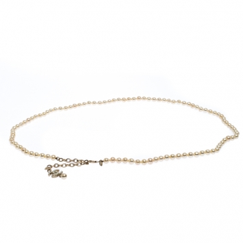 Pre Owned Chanel CC Faux Pearl Gold Tone Necklace / Belt