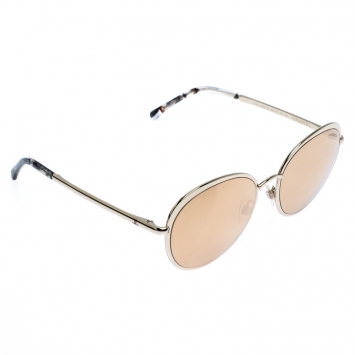 Pre Owned Chanel Gold Mirror 4206 Round Sunglasses