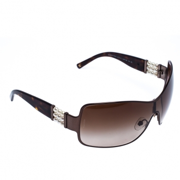 Pre Owned Chanel Havana Brown/ Brown Gradient 4177-H Coco Perle Shield Sunglasses