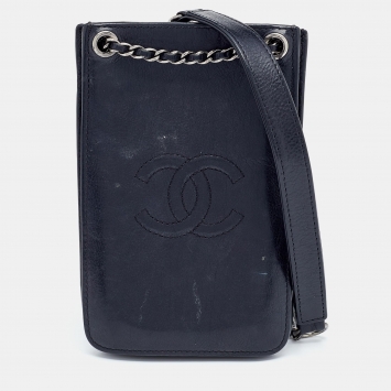 Pre Owned Chanel Black Leather CC Crossbody Phone Holder