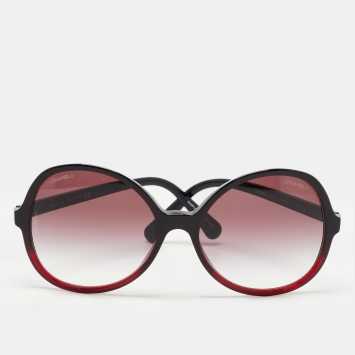 Pre Owned Chanel Ombre Burgundy 5351 Round Sunglasses