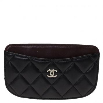 Pre Owned Chanel Black Quilted Leather CC Classic Card Holder