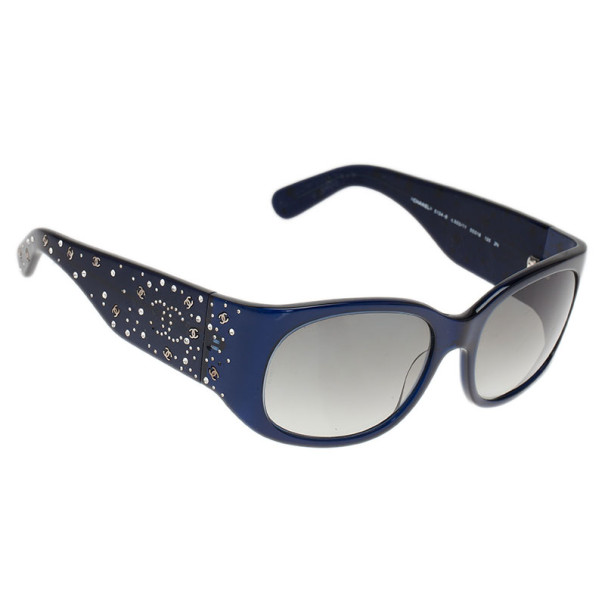Chanel Black CC Crystal Sunglasses