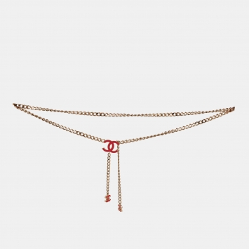 Pre Owned Chanel CC Enamel Gold Tone Chain Belt