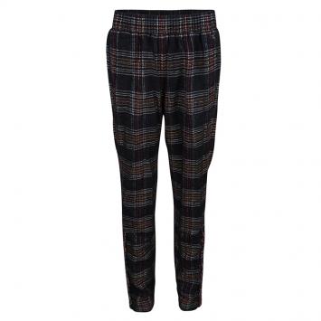 Pre Owned Chanel Black Tartan Plaid Elasticized Waist Braid Applique Detail Pants M