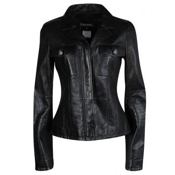 مملوكة مسبقًا Chanel Black Lamb Leather Jacket M