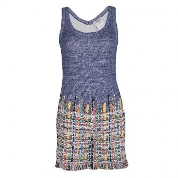 Pre Owned Chanel Multicolor Knit Tweed Sleeveless Romper S