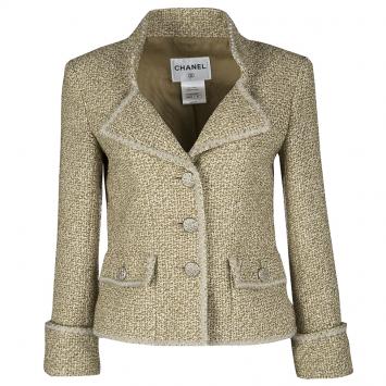 مملوكة مسبقًا Chanel Beige Lurex Knit Textured Blazer S
