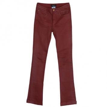 Pre Owned Chanel Red Denim Jeans S