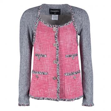مملوكة مسبقًا Chanel Multicolor Contrast Panel Detail Textured Jacket S