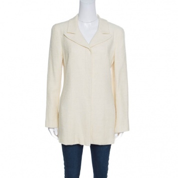 مملوكة مسبقًا Chanel Vintage Lemon Yellow Textured Concealed Button Jacket L