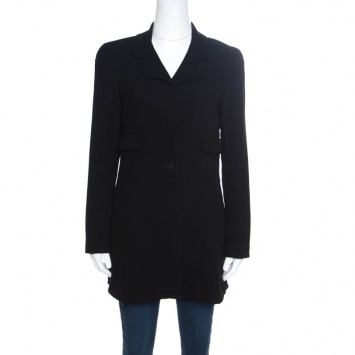 Pre Owned Chanel Vintage Black Wool Coat M