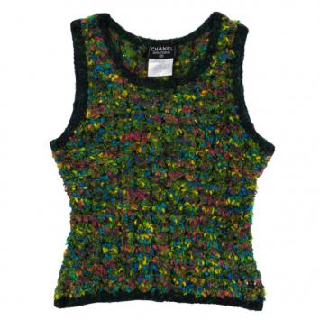 مملوكة مسبقًا Chanel Multicolor Woven Sleeveless Top M