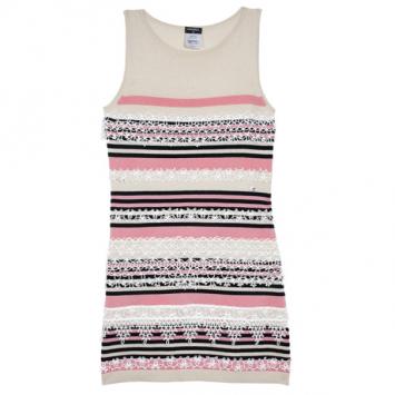 Pre Owned Chanel Resort 2011 Striped Cashmere Dress L 