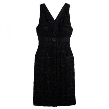 Pre Owned Chanel Black Tweed Dress M