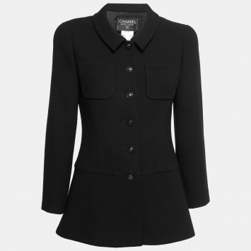 Pre Owned Chanel Vintage Black Wool Suit Jacket M