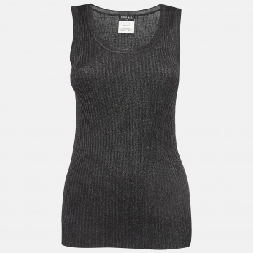 Pre Owned Chanel Black Lurex Knit Tank Top S