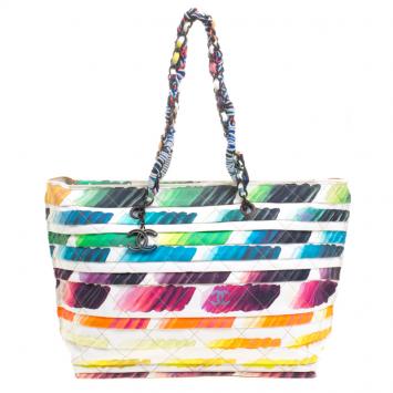 Pre Owned Chanel Multicolor Colorama Canvas Shopping Tote
