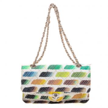 Pre Owned Chanel Multicolor Watercolor Colorama Canvas Medium Classic Flap Bag