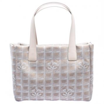 Pre Owned Chanel Beige Shimmering Nylon Travel Ligne Tote