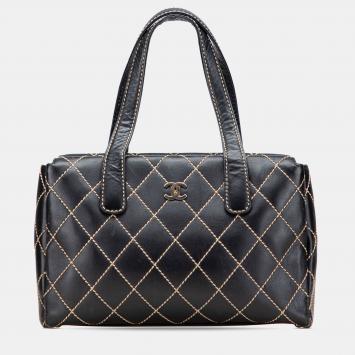 Chanel Black Medium CC Calfskin Wild Stitch Tote