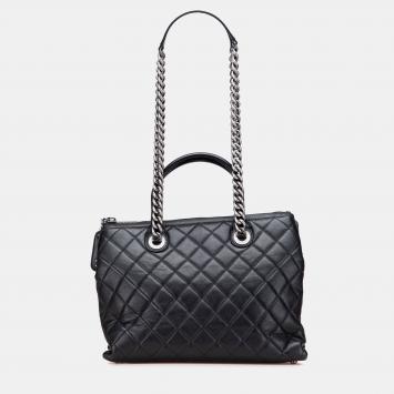 Chanel Black Medium Quilted Calfskin Boy Chained Tote