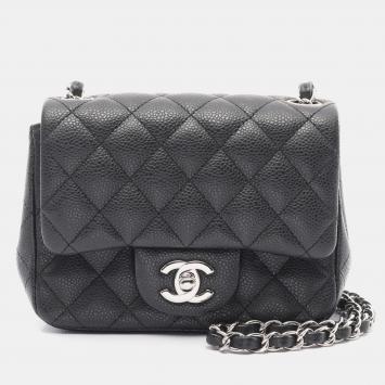 Chanel Mini Matelasse Crossbody Chain Shoulder Bag Calfskin Gray Shw
