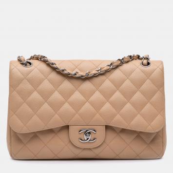 Chanel Brown Jumbo Classic Caviar Double Flap