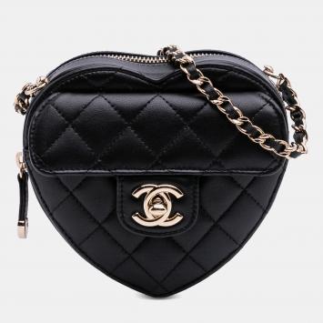 Chanel Black Mini Lambskin CC in Love Heart Crossbody