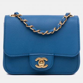 Chanel Blue Mini Classic Caviar Pure Flap