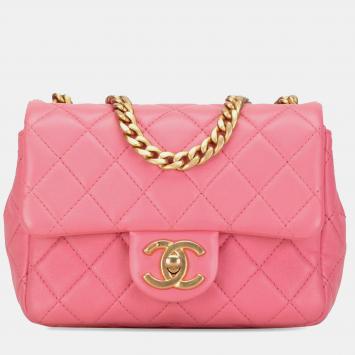 Chanel Pearl Samba Flap Mini Square Lambskin Shoulder Bag