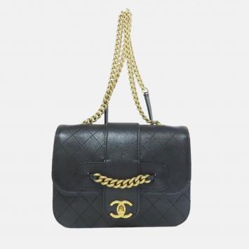 Pre Owned Chanel Coco Mark Calfskin Chain Shoulder Bag