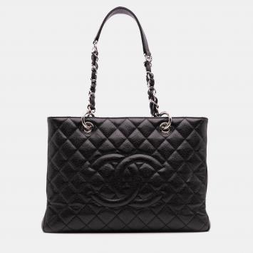 Pre Owned Chanel Black Caviar Grand Shopping Tote