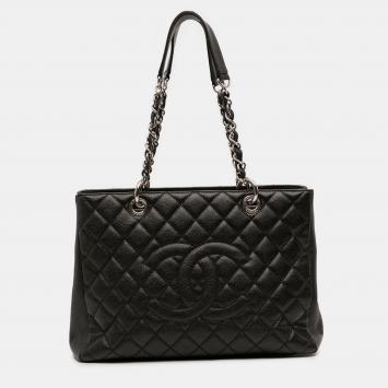 Pre Owned Chanel Black Caviar Grand Shopping Tote