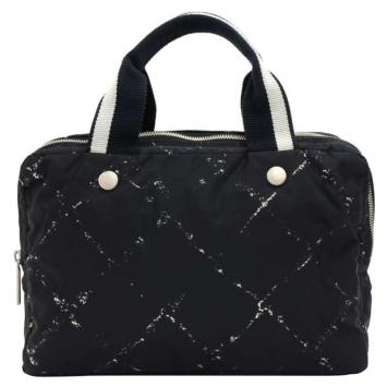 Pre Owned Chanel Black Nylon Travel Line Satchel Bag