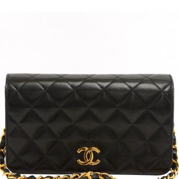 Pre Owned Chanel Black Quilted Leather Mini Vintage Flap Bag