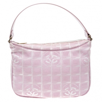 Pre Owned Chanel Pink Nylon Travel Line Hobo