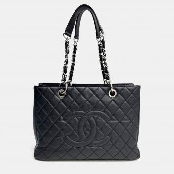 مملوكة مسبقًا Chanel Black Leather Caviar Grand Shopping